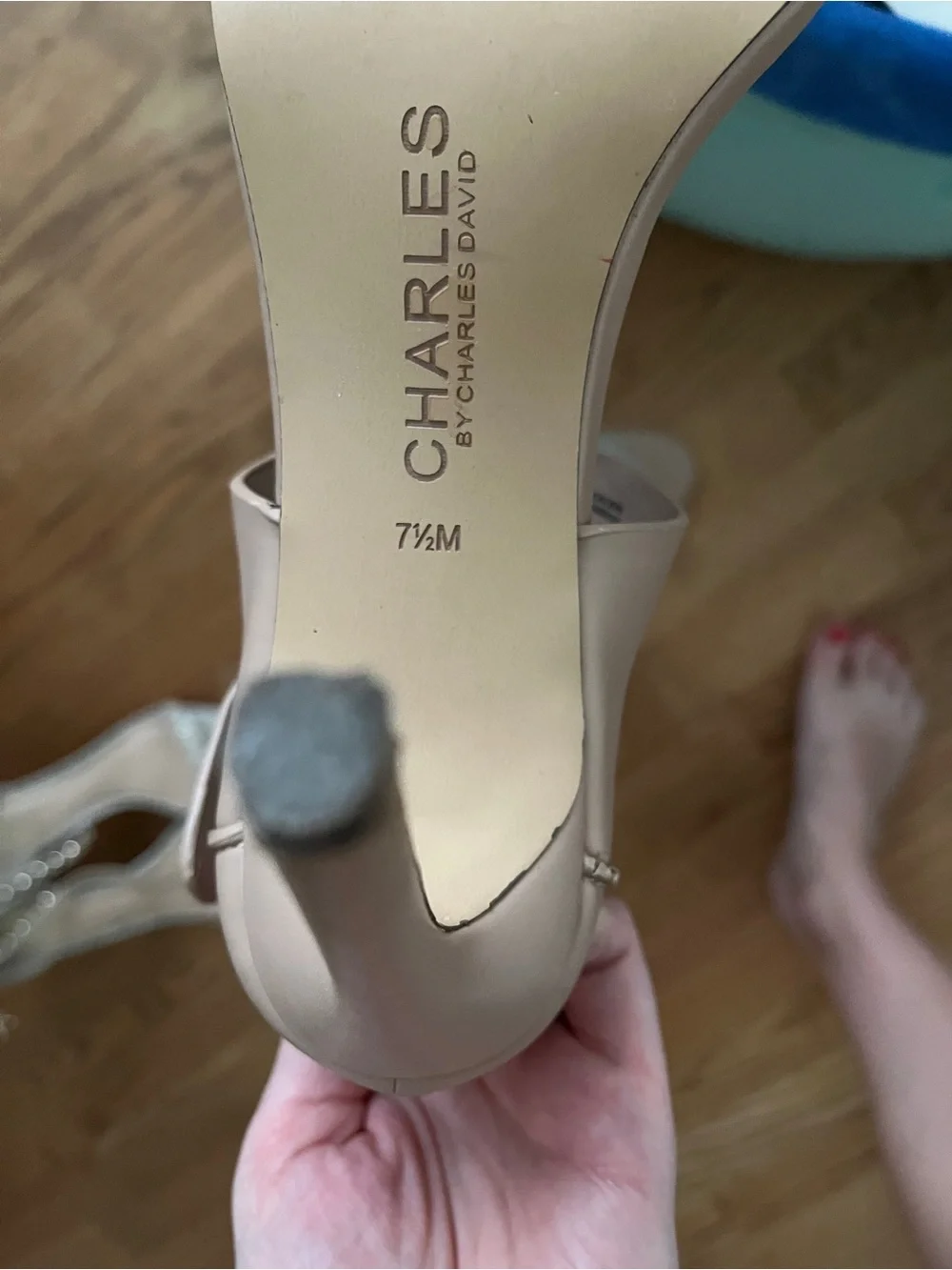 Women’s Nude and Gold Strappy Heels (Charles brand)